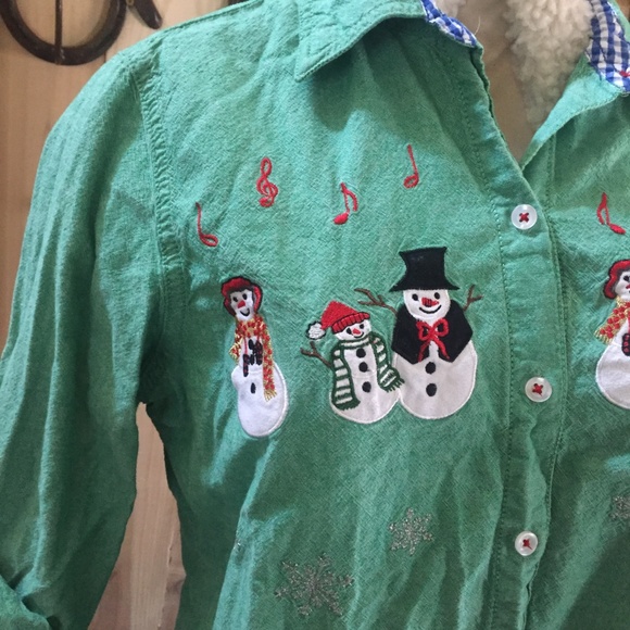 Christmas Long Sleeve Snowman Shirt Santa - Picture 2 of 7
